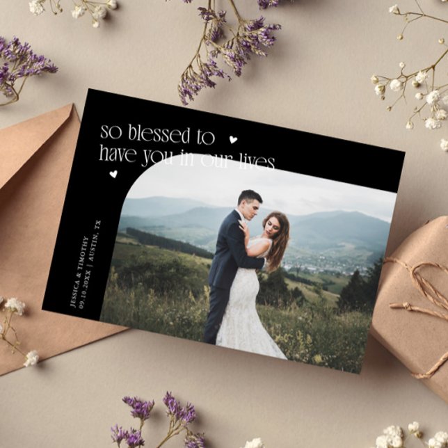 Tarjeta De Agradecimiento So Blessed Black Wedding Photo (Subido por el creador)
