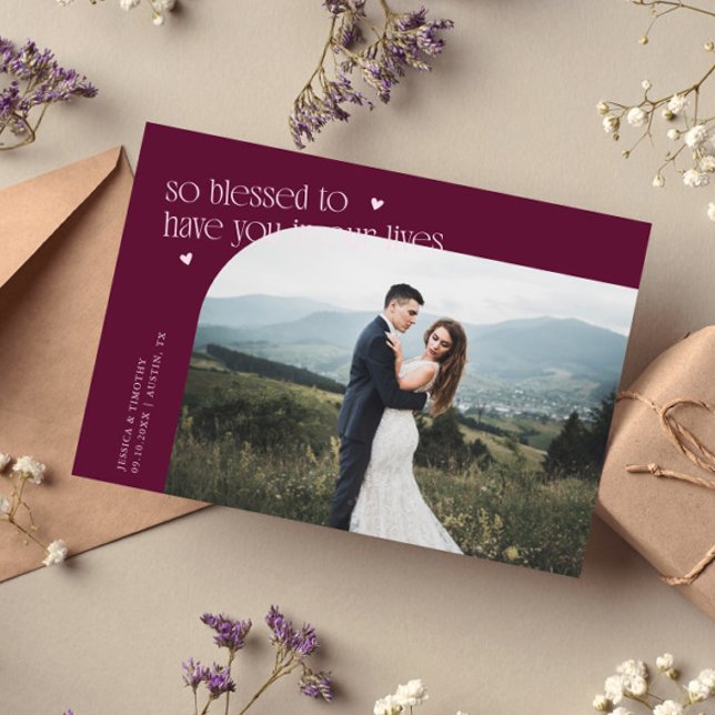Tarjeta De Agradecimiento So Blessed Cranberry Wedding Photo (Subido por el creador)