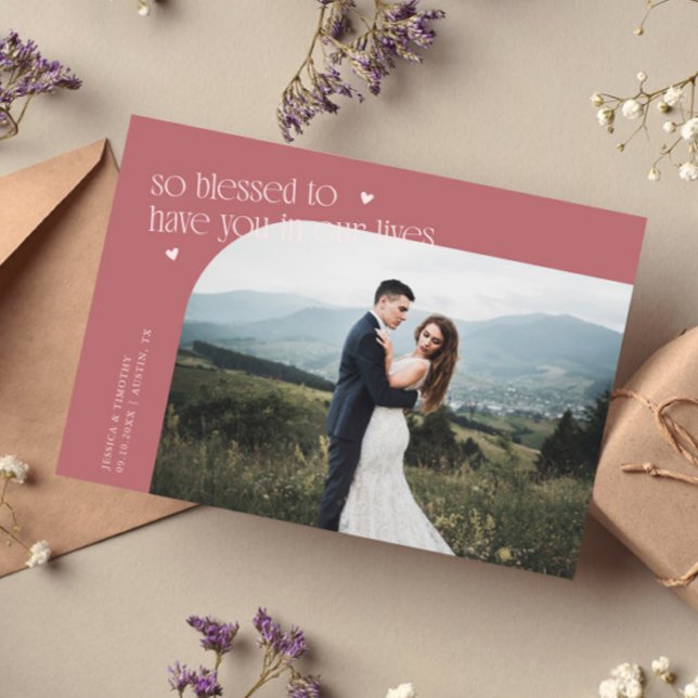 Tarjeta De Agradecimiento So Blessed Pink Wedding Photo (Subido por el creador)