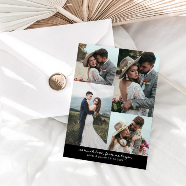 Tarjeta De Agradecimiento So Much Love Elegant Wedding Photo Black (Subido por el creador)