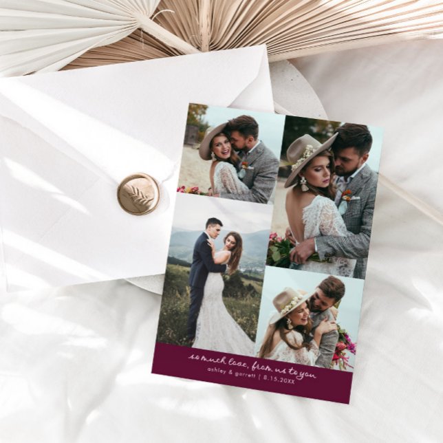 Tarjeta De Agradecimiento So Much Love Elegant Wedding Photo Cranberry (Subido por el creador)