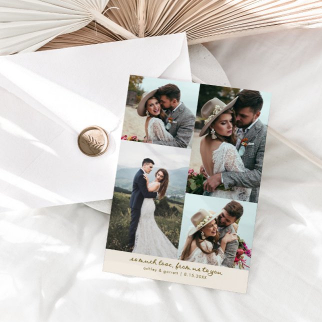 Tarjeta De Agradecimiento So Much Love Elegant Wedding Photo Cream (Subido por el creador)