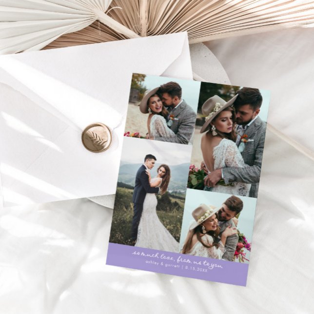 Tarjeta De Agradecimiento So Much Love Elegant Wedding Photo Lilac (Subido por el creador)