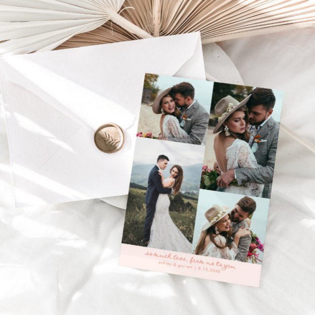 Tarjeta De Agradecimiento So Much Love Elegant Wedding Photo Peach (Subido por el creador)
