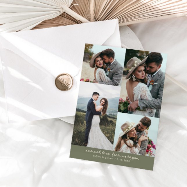 Tarjeta De Agradecimiento So Much Love Elegant Wedding Photo Sage Green (Subido por el creador)