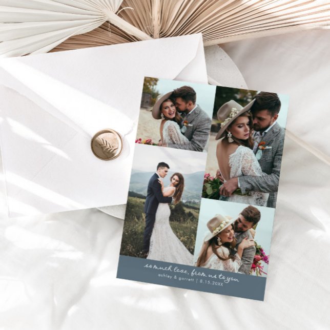 Tarjeta De Agradecimiento So Much Love Elegant Wedding Photo Slate Blue (Subido por el creador)