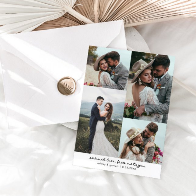 Tarjeta De Agradecimiento So Much Love Elegant Wedding Photo White (Subido por el creador)
