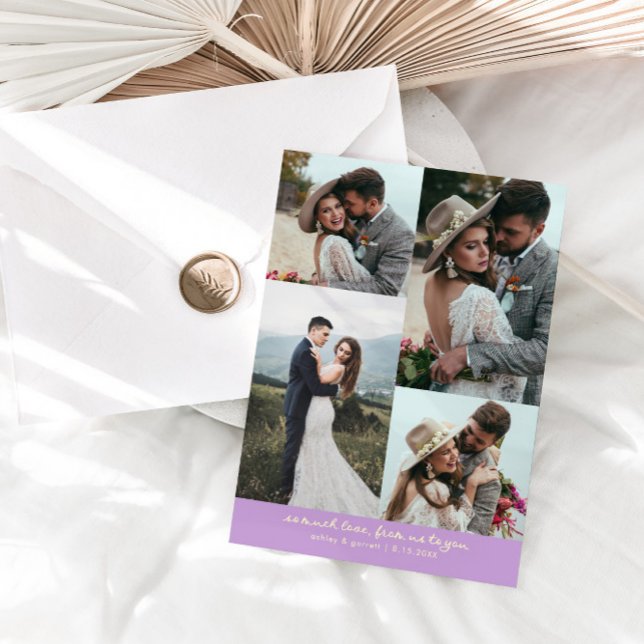 Tarjeta De Agradecimiento So Much Love Elegant Wedding Photo Wisteria (Subido por el creador)