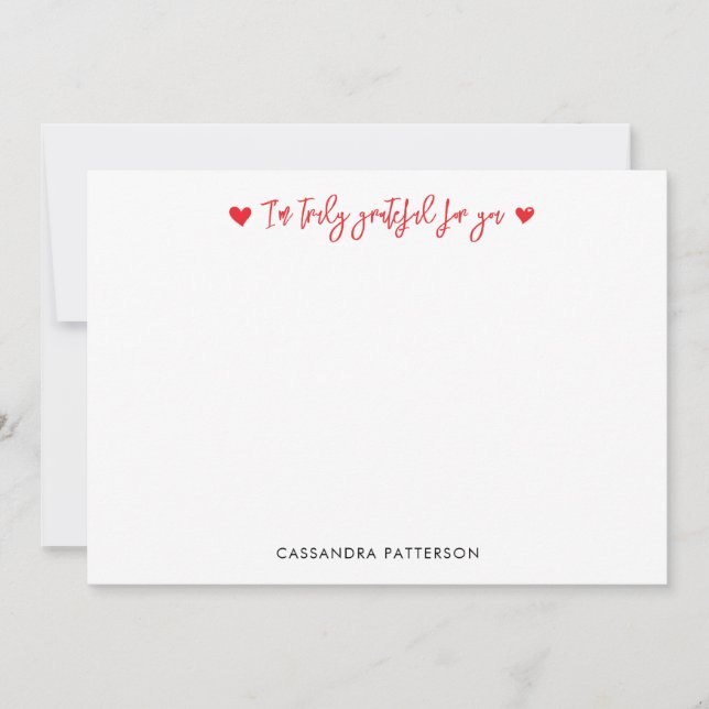 Tarjeta De Agradecimiento So Truly Grateful Thank You Note Card (Anverso)