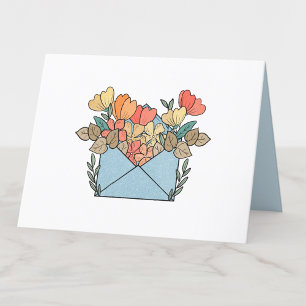 Tarjeta De Agradecimiento Sobre con flores Naranjas en blanco