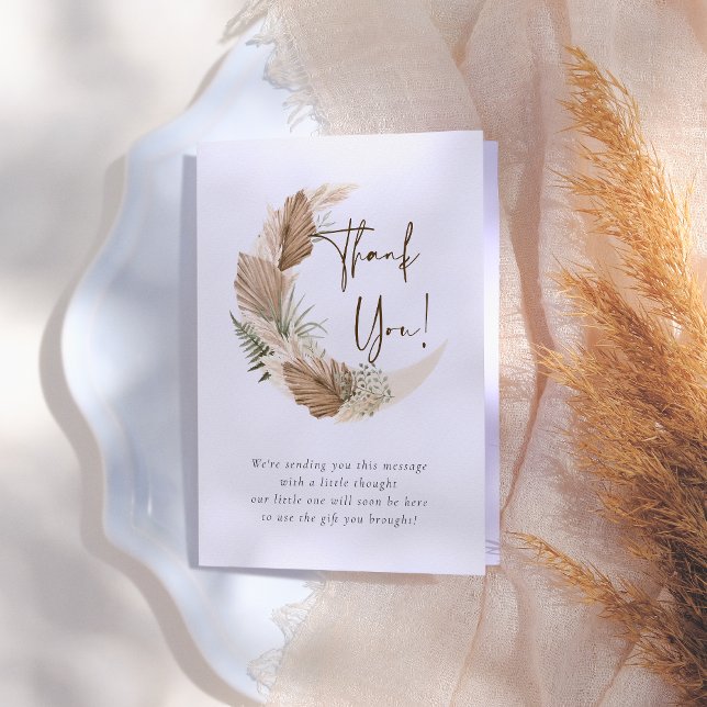 Tarjeta De Agradecimiento Sobre el Baby Shower de la hierba de Boho Palm & P (Subido por el creador)