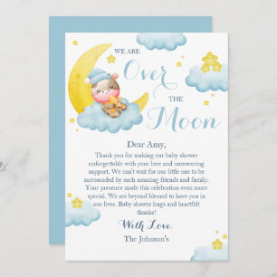 Tarjeta De Agradecimiento Sobre el Baby Shower de la vaca lunar