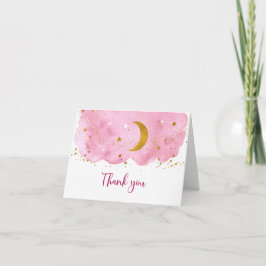 Tarjeta De Agradecimiento Sobre el Baby Shower Moon Pink Gold