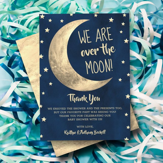 Tarjeta De Agradecimiento Sobre la luna | BABY SHOWER (Subido por el creador)