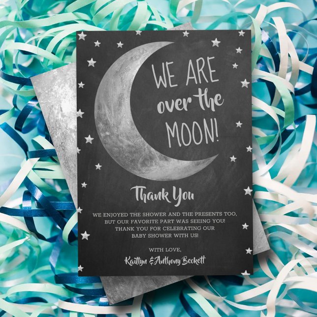 Tarjeta De Agradecimiento Sobre la luna | BABY SHOWER (Subido por el creador)