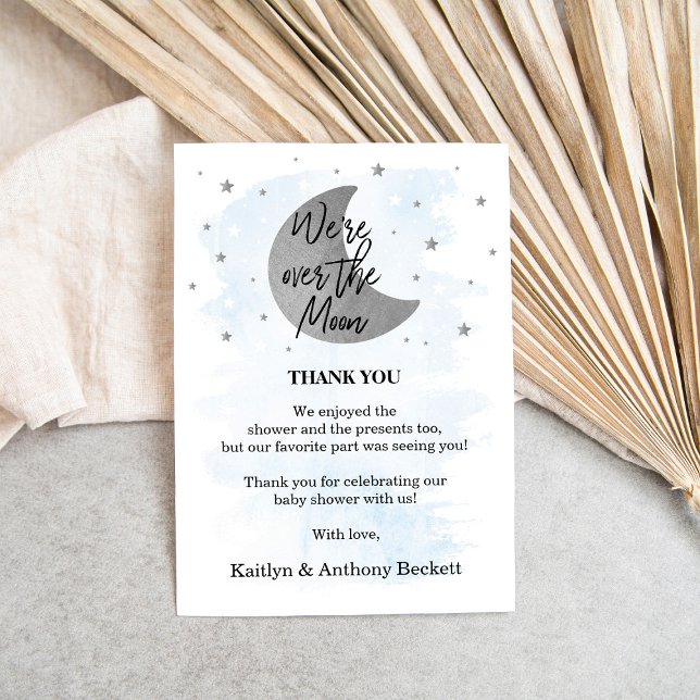 Tarjeta De Agradecimiento Sobre la luna | Boys Baby Shower (Subido por el creador)