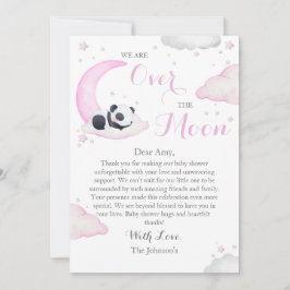 Tarjeta De Agradecimiento Sobre la luna Chica Panda Bear Baby Shower