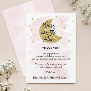 Tarjeta De Agradecimiento Sobre la luna   CHICAS BABY SHOWER