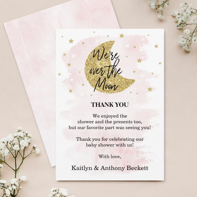 Tarjeta De Agradecimiento Sobre la luna | CHICAS BABY SHOWER (Subido por el creador)