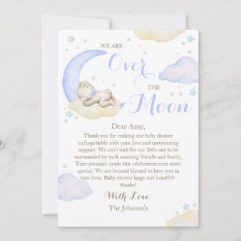 Tarjeta De Agradecimiento Sobre la Luna El Niño Lleva Baby Shower