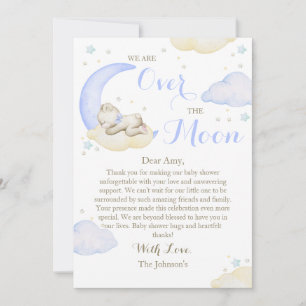Tarjeta De Agradecimiento Sobre la Luna El Niño Lleva Baby Shower