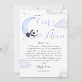 Tarjeta De Agradecimiento Sobre La Luna El Panda Bear Baby Shower