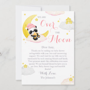Tarjeta De Agradecimiento Sobre la luna Panda Chica del oso Baby Shower