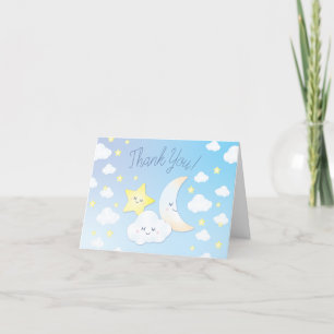 Tarjeta De Agradecimiento Sobre la Luna y las Estrellas Baby Shower