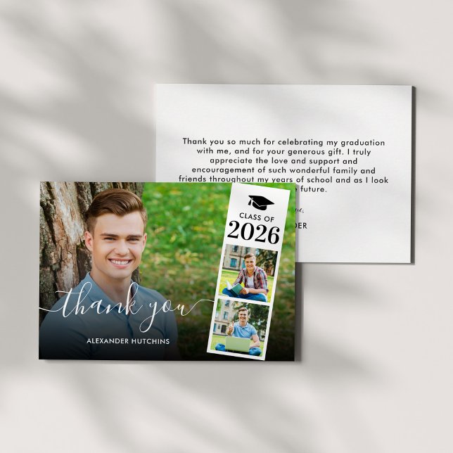 Tarjeta De Agradecimiento Sobrecarga de escritura moderna 3 Graduación de fo (Subido por el creador)