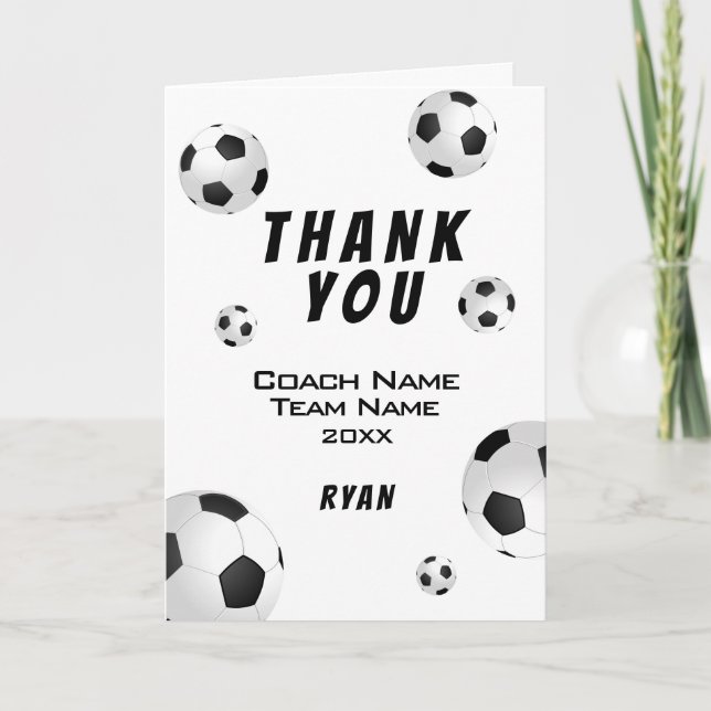 Tarjeta De Agradecimiento Soccer Ball Thank you Coach Card (Anverso)