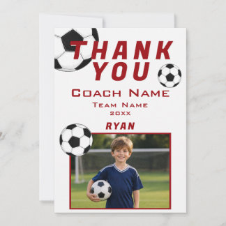 Tarjeta De Agradecimiento Soccer Football Photo Player Team Coach