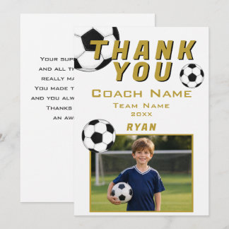 Tarjeta De Agradecimiento Soccer Football Photo Player Team Coach