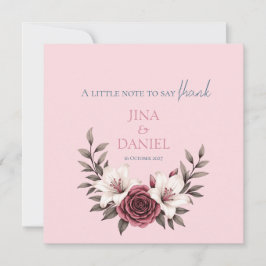 Tarjeta De Agradecimiento Sofisticada Suite MicroBoda Floral (Rosa)