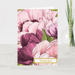 Tarjeta De Agradecimiento Sofisticadas flores de peones rosados personalizad