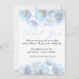 Tarjeta De Agradecimiento Soft Blue Himalayan Poppy Flower Garden Wedding 