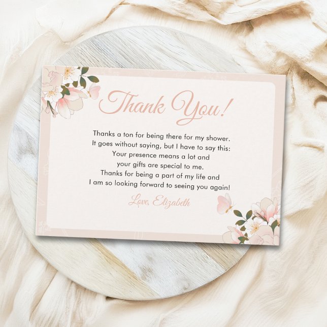 Tarjeta De Agradecimiento Soft Blush Floral-Themed Bridal Shower (Subido por el creador)