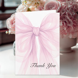 Tarjeta De Agradecimiento Soft Blush Pink Bow Baby Girl Thank You