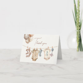 Tarjeta De Agradecimiento Soft Boho Neutral Baby Clothes Baby Shower
