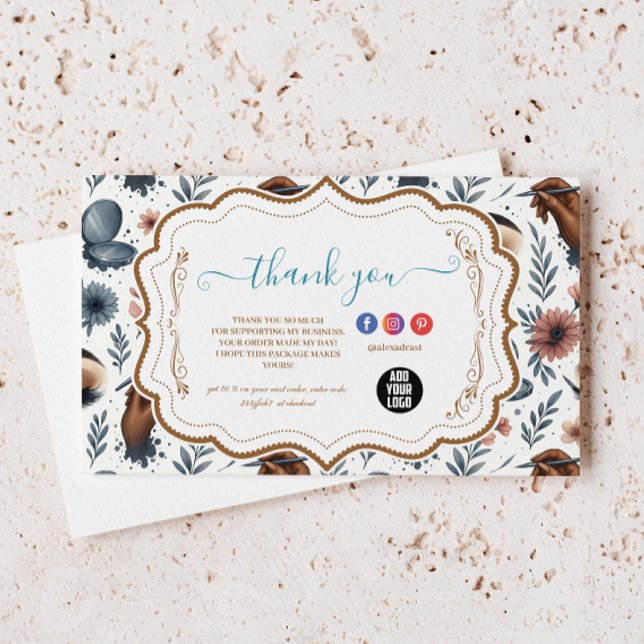 Tarjeta De Agradecimiento Soft Floral Lash Artist Beauty Studio (Subido por el creador)