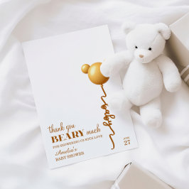 Tarjeta De Agradecimiento Soft Gold Bear Balloon Beary Thanks Neutral