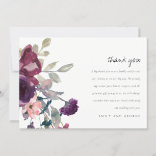 TARJETA DE AGRADECIMIENTO SOFT MAUVE PURPLE LILAC BODA DE COLOR DE AGUA