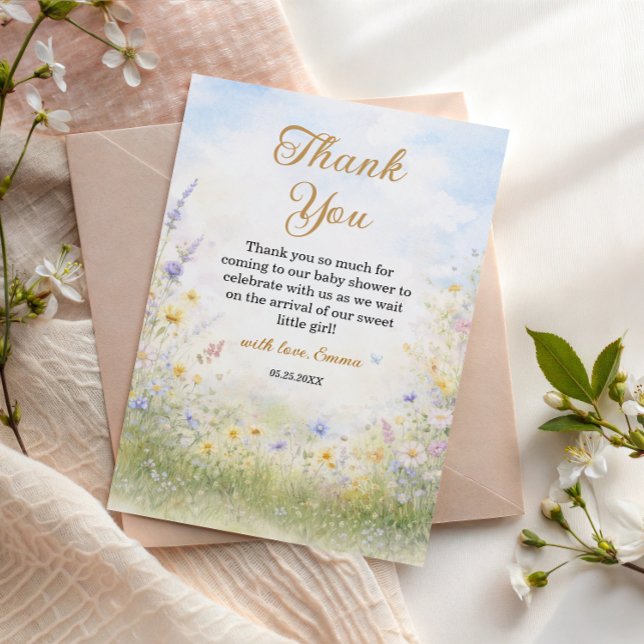 Tarjeta De Agradecimiento Soft Meadow Wildflower Thank You Floral (Subido por el creador)