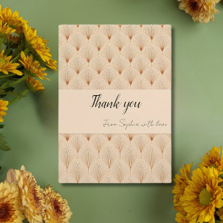 Tarjeta De Agradecimiento Soft Neutral Art Deco Thank You Card (Custom Text)