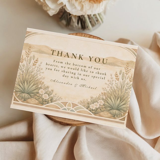 Tarjeta De Agradecimiento Soft Neutral Desert Florals Wedding (Subido por el creador)