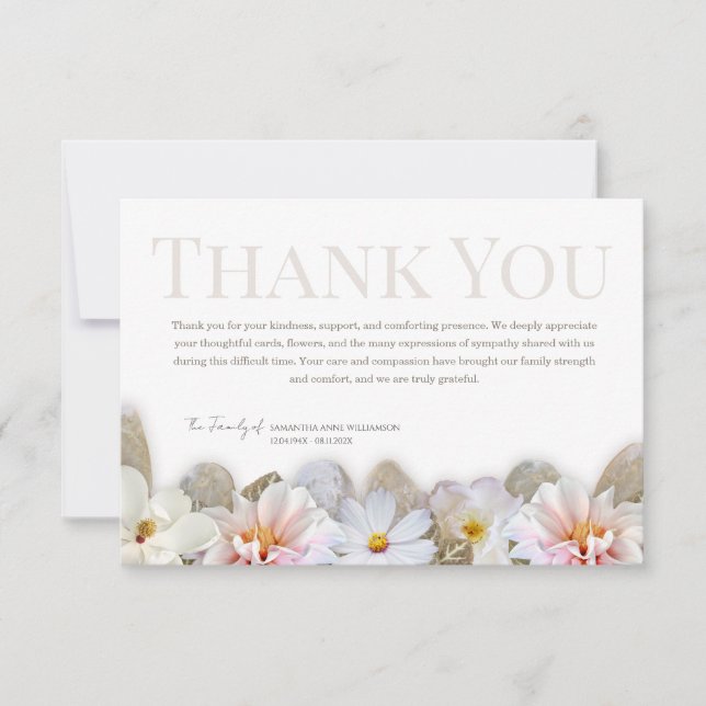 Tarjeta De Agradecimiento Soft Neutral Floral Funeral Thank You Card (Anverso)