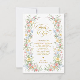 Tarjeta De Agradecimiento Soft Pastel Ornate Spring Garden Gold Wedding