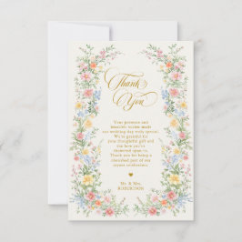 Tarjeta De Agradecimiento Soft Pastel Ornate Spring Garden Gold Wedding