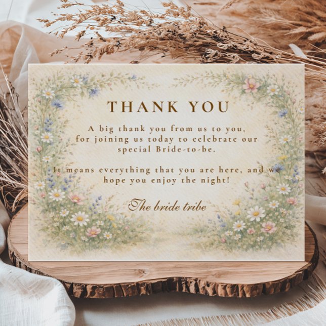 Tarjeta De Agradecimiento Soft Pastel Wildflower Bridal Shower (Subido por el creador)