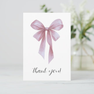 Tarjeta De Agradecimiento Soft Pink Bow Girl Baby Shower