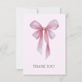 Tarjeta De Agradecimiento Soft Pink Bow Girl Baby Shower